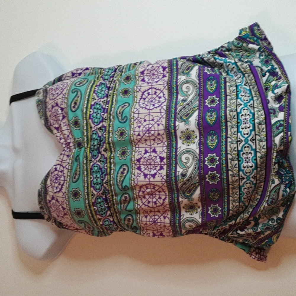 Large Tankini Top Women's N Good Karma Paisley Multi Print NWOT